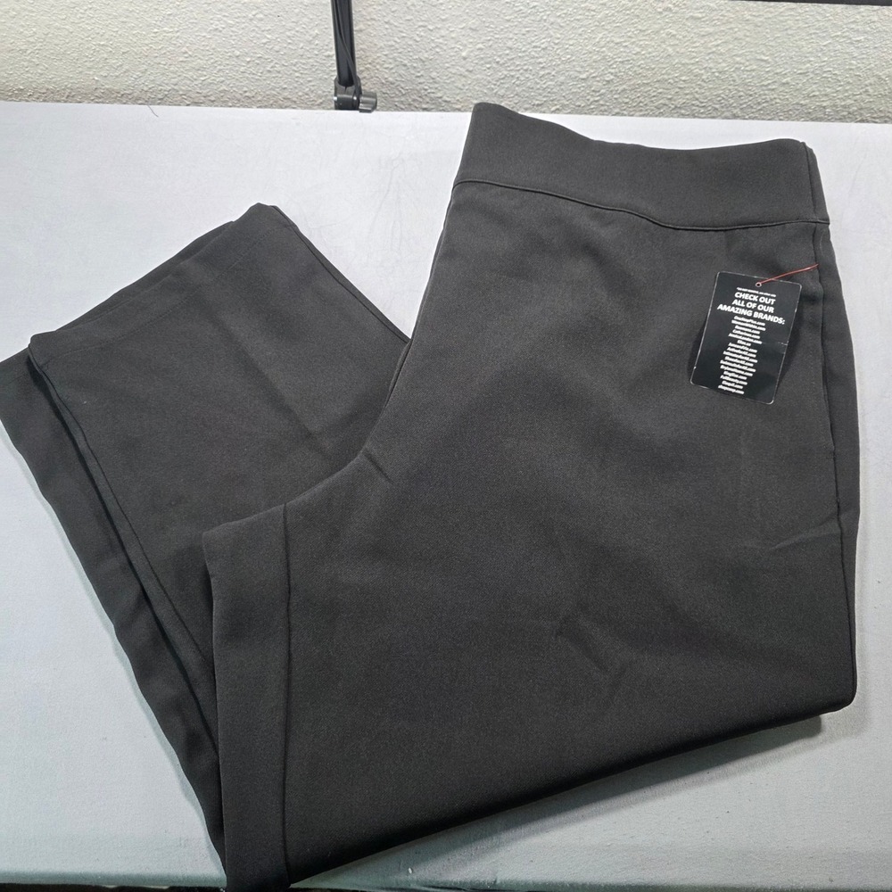 Roaman's Black Pull On Straight Leg Pants Plus Size 26W Stretch Workwear New
